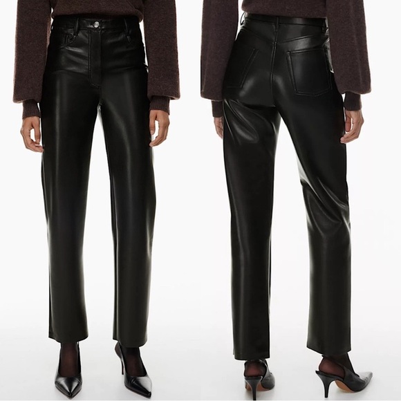 ARITZIA Wilfred The Melina Pant High-Waisted Vegan Leather Pants Black Size 4 - Picture 3 of 11